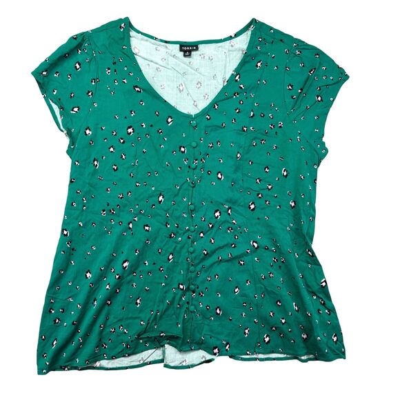 TORRID Top Women's 2 Green Leopard Animal Print Lace Up Corset Back Blouse Shirt - Picture 1 of 12